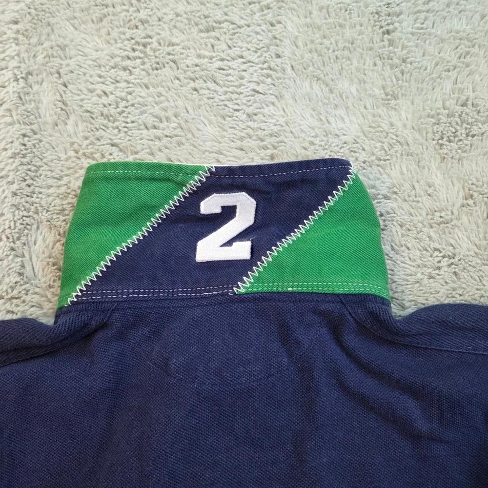 VTG Ralph Lauren Rugby Polo Boys XL Big Pony Short Sleeve Cotton Pique Navy Blue